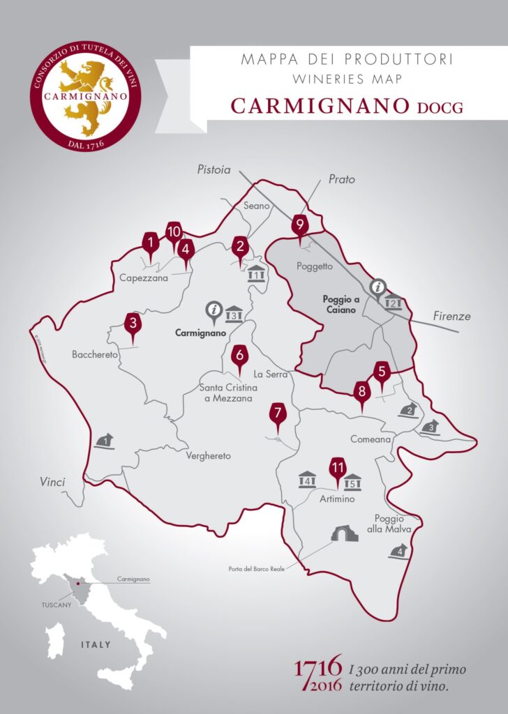 Consorzio vini Carmignano mappa dei produttori