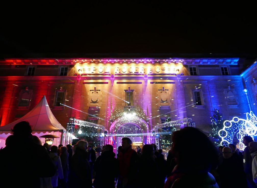 Illuminations de caves Pol Roger pendant la dernière édition des Habits de Lumière à Epernay